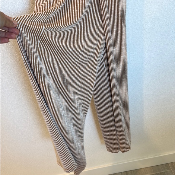 All in Favor Tan and White Jumpsuit with Elegant Stripes - Picture 5 of 10